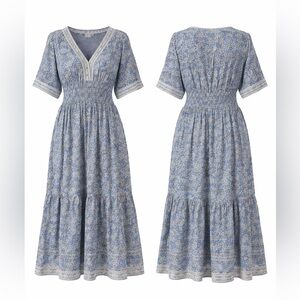Beautiful LÉA blue floral midi dress in size 3X, new with tags.